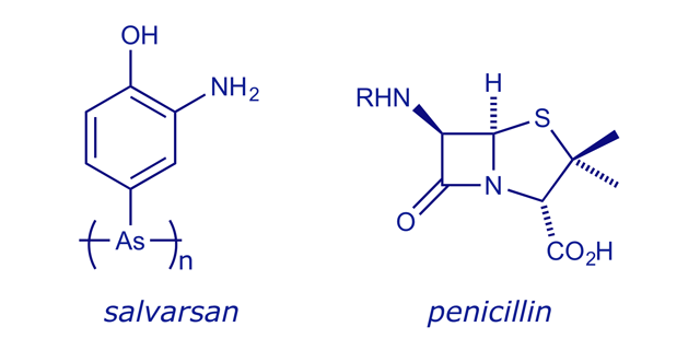 Structures of salvarsan and penicillin