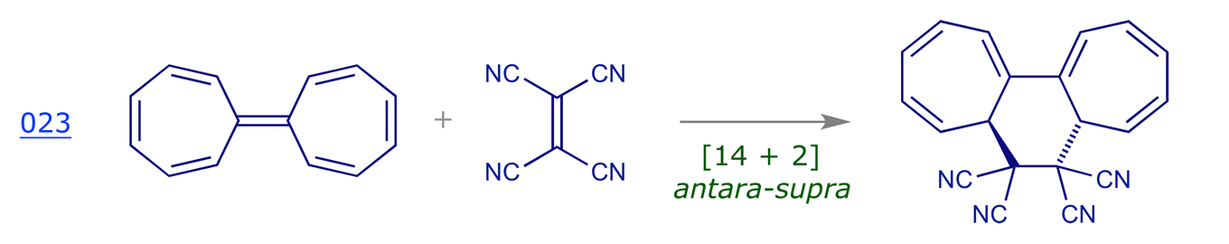 [π14a + π2s] Cycloaddition of heptafulvalene to tetracyanoethene (TCNE)