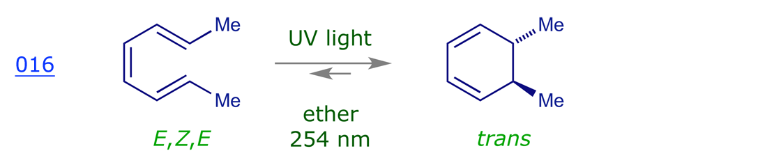 Thermal electrocyclisation of (E,Z,E)-2,4,6-octatriene gives cis-5,6-dimethylcyclohexa-1,3-diene