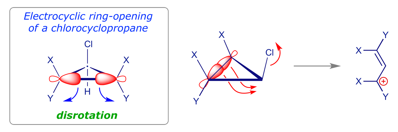 Thermal disrotatory electrocyclic ring-opening of a chlorocyclopropane