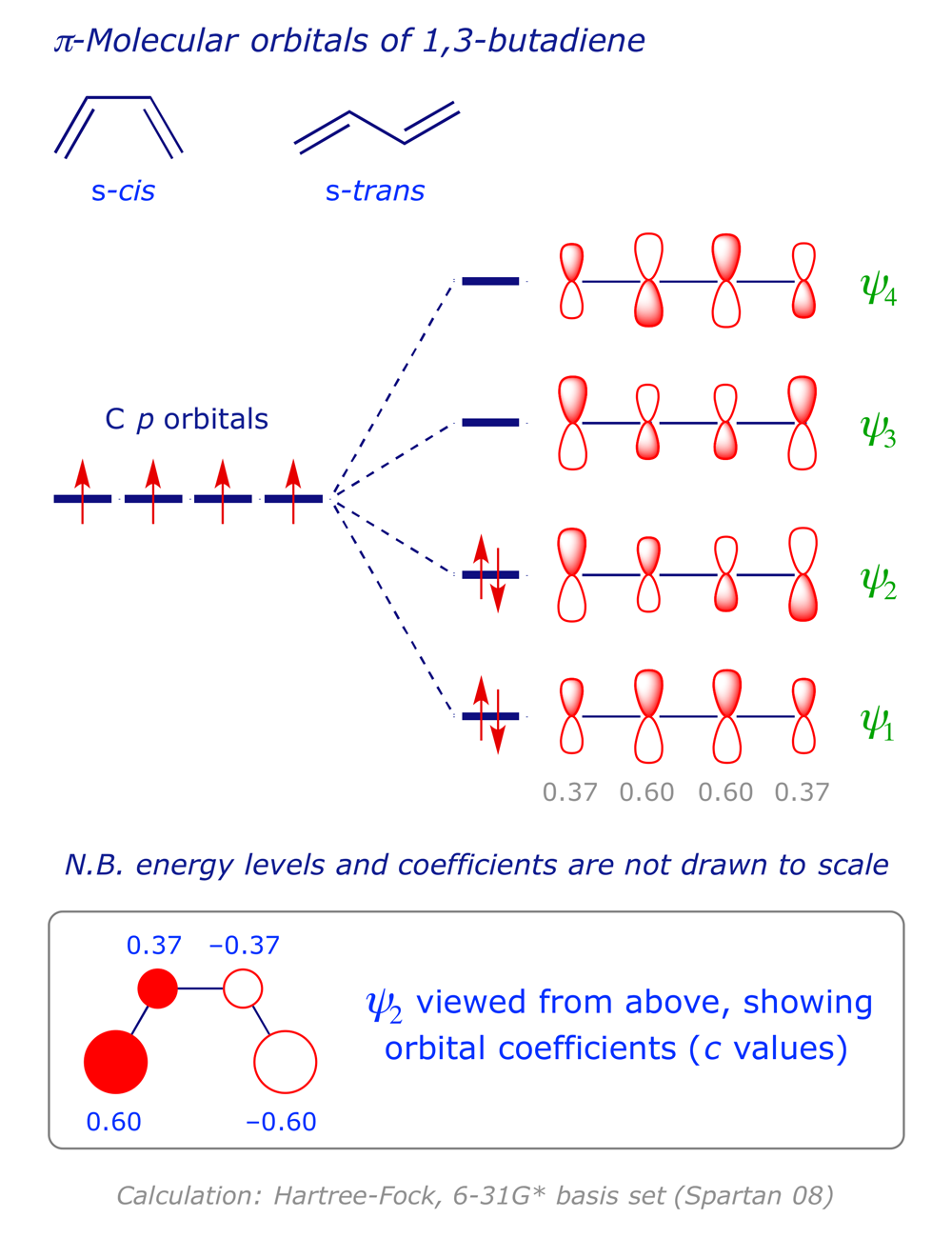 MOs of 1,3-butadiene