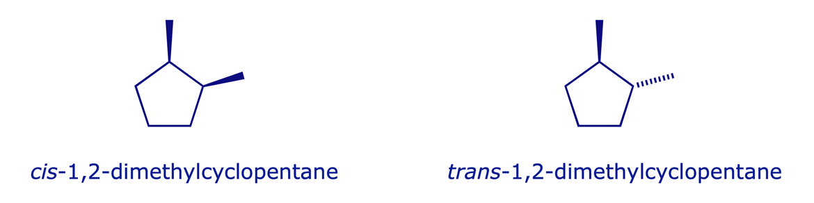 Two configurational isomers of 1,2-methylcyclopentane